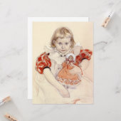 Cute Young Girl met een Doll (Kunst voor kinderen) Kaart (Voorkant / Achterkant in situ)