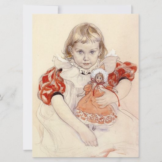 Cute Young Girl met een Doll (Kunst voor kinderen) Kaart (Voorkant)