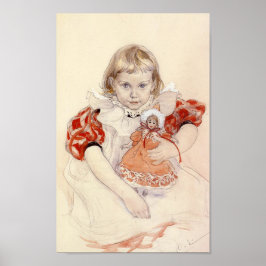 Cute Young Girl with a Doll (Childhood Art) Poster