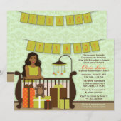 Cute Young Mam in Nursery Baby shower Invite Kaart (Voorkant / Achterkant)