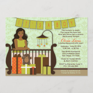Cute Young Mam in Nursery Baby shower Invite Kaart