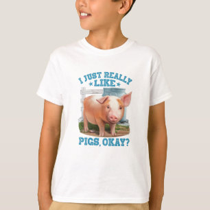 Cute Young Pig Boerderij Motive T-shirt