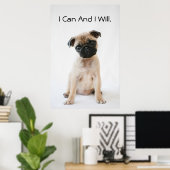 Cute Young Pug Dog Poster (Thuiskantoor)