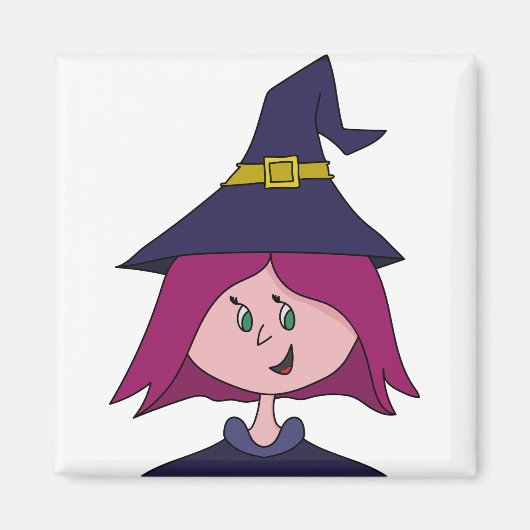 Cute Young Witch Halloween Magneet (Voorkant)