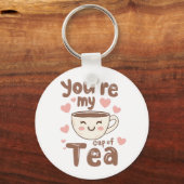 Cute "You're My Cup of Tea" Pun Sleutelhanger (Achterkant)