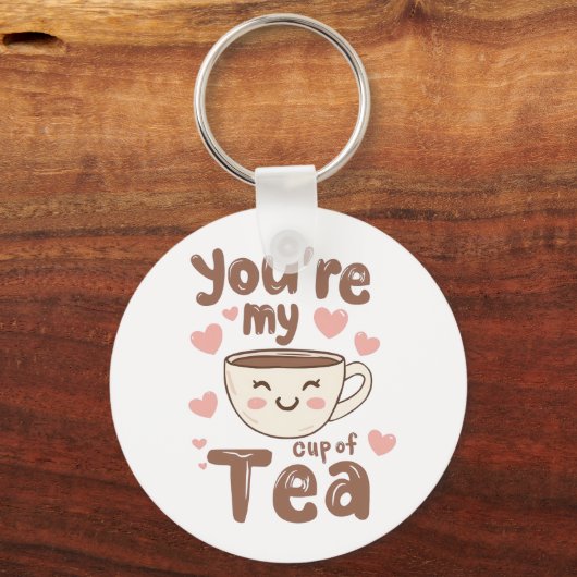 Cute "You're My Cup of Tea" Pun Sleutelhanger (Voorkant)