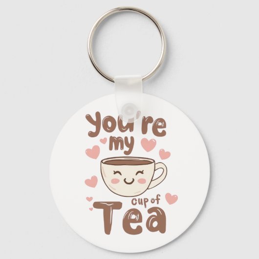 Cute "You're My Cup of Tea" Pun Sleutelhanger (Achterkant)