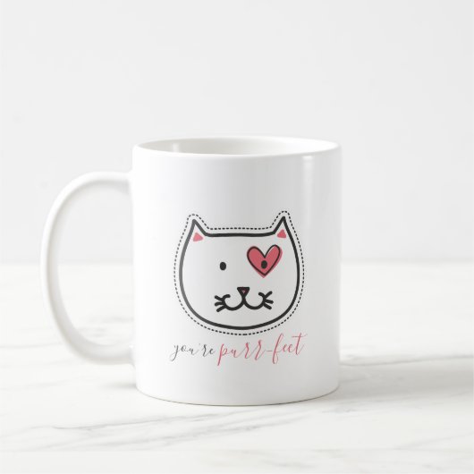 Cute You're Purrfect Kitty Cat Valentijnsdag Koffiemok (Links)
