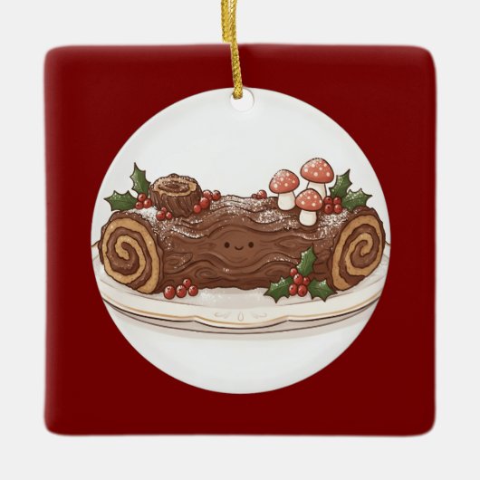 Cute Yule Log Kerstcake Ornament (Voorkant)