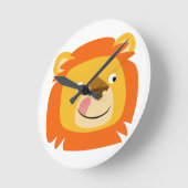 Cute Yummy Cartoon Lion Ronde Klok (Hoek)