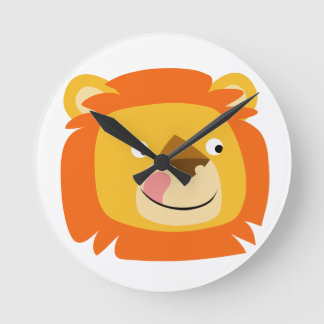 Cute Yummy Cartoon Lion Ronde Klok