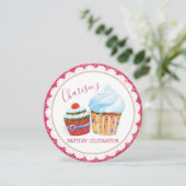 Cute Yummy Cupcakes Birthday Party Kaart (Staand voorkant)