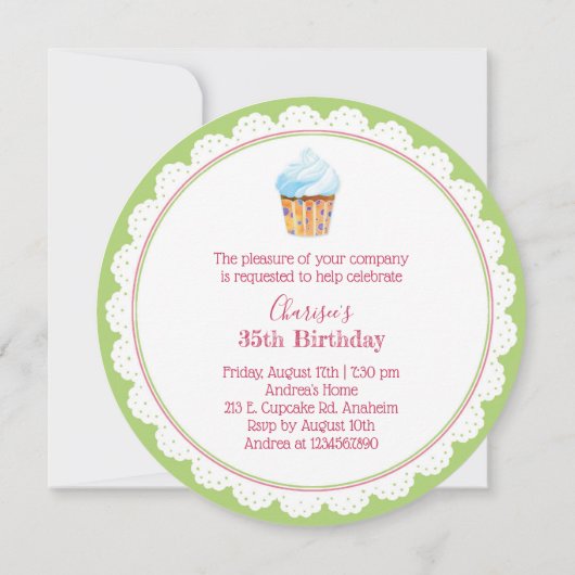 Cute Yummy Cupcakes Birthday Party Kaart (Achterkant)