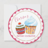 Cute Yummy Cupcakes Birthday Party Kaart (Voorkant)