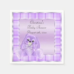 Cute Zachte Paarse Flaporen Konijn Baby Shower Servetten