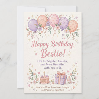Cute Zachte Pastel Gelukkige Verjaardag Beste Vrie Kaart