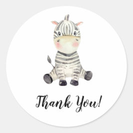 Cute Zebra Animal Bedankt Ronde Sticker