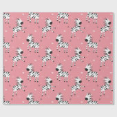 Cute Zebra Animal Girly Pink Pattern Cadeaupapier (Vlak)