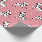 Cute Zebra Animal Girly Pink Pattern Cadeaupapier (Hoek)