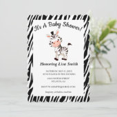 Cute Zebra Animal Print Baby shower Kaart (Staand voorkant)