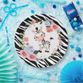 Cute Zebra Animal Print Baby shower Papieren Bordje (Feest)