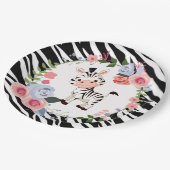 Cute Zebra Animal Print Baby shower Papieren Bordje (Gekanteld)