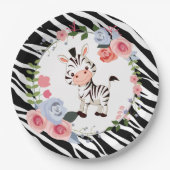 Cute Zebra Animal Print Baby shower Papieren Bordje (Voorkant)