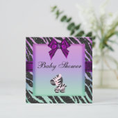 Cute Zebra & Animal Print Glitter Baby shower Kaart (Staand voorkant)