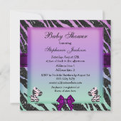 Cute Zebra & Animal Print Glitter Baby shower Kaart (Achterkant)