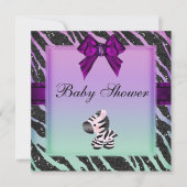 Cute Zebra & Animal Print Glitter Baby shower Kaart (Voorkant)