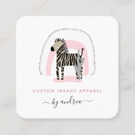 Cute Zebra Baby Roze regenboog Kinder Baby Boutiqu Vierkante Visitekaartje