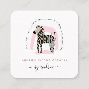 Cute Zebra Baby Roze regenboog Kinder Baby Boutiqu Vierkante Visitekaartje