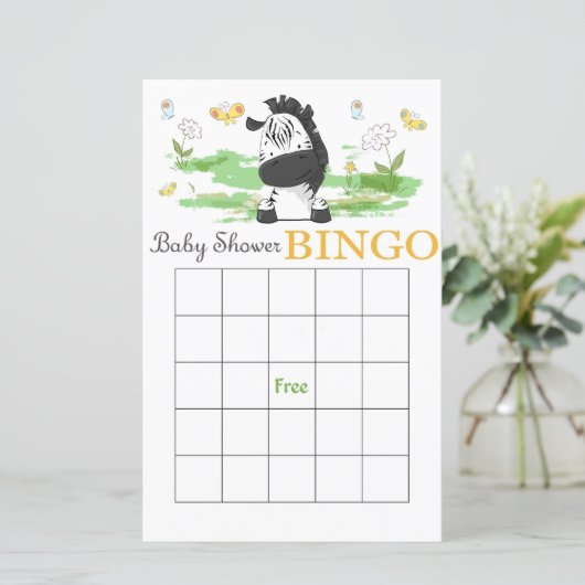 Cute zebra baby shower bingo (Staand voorkant)