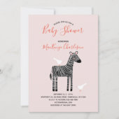 Cute Zebra Baby shower Invitation Kaart (Voorkant)