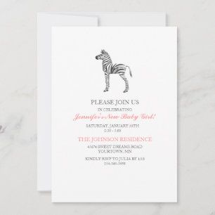 Cute Zebra Baby shower Invitation Kaart