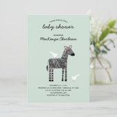 Cute Zebra Baby shower Invitation Kaart (Staand voorkant)