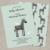 Cute Zebra Baby shower Invitation Kaart