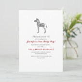 Cute Zebra Baby shower Invitation Kaart (Staand voorkant)