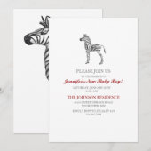Cute Zebra Baby shower Invitation Kaart (Voorkant / Achterkant)