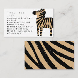 Cute Zebra Beige Babyboeken Voor Babyfeestje Informatiekaartje