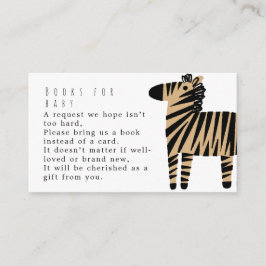 Cute Zebra Beige Babyboeken Voor Babyfeestje Informatiekaartje