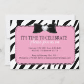 Cute Zebra Birthday Party Invitation Kaart (Achterkant)