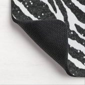 Cute Zebra & Black Gedrukte Glitter Animal Print Muismat (Hoek)