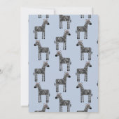 Cute Zebra Blue Baby shower Invitation Kaart (Achterkant)