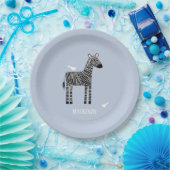 Cute Zebra Blue Boy Party Papieren Bordje (Feest)