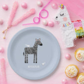 Cute Zebra Blue Boy Party Papieren Bordje (Feest)