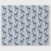 Cute Zebra Blue Wrapping Paper Cadeaupapier (Vlak)