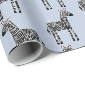 Cute Zebra Blue Wrapping Paper Cadeaupapier (Rol Hoek)
