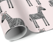 Cute Zebra Blush Pink Wrapping Paper Cadeaupapier (Rol Hoek)