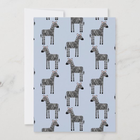 Cute Zebra Boy Birthday Party Invitation Kaart (Achterkant)